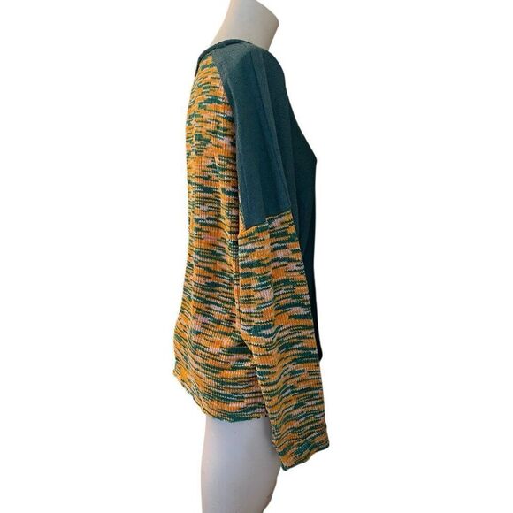 Ladies Small Yellow Green Top Exposed Seams Mixed Media Oversized Blouse NWT - Picture 3 of 6